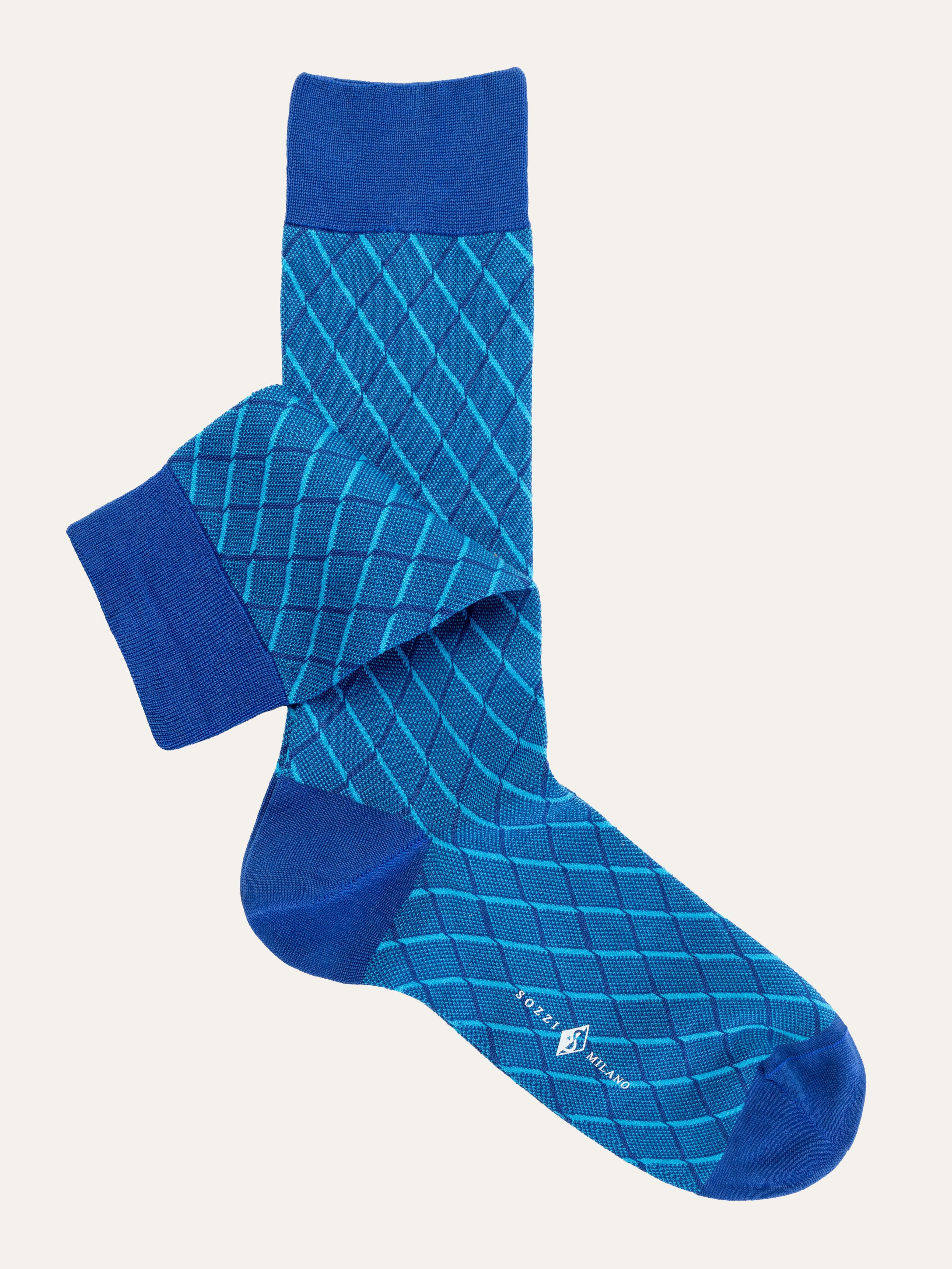 Calze Corte in Cotone con Fantasia Geometrica a Rombi